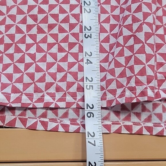 Roberta Roller Rabbit Size XS Brick Red & White Geometric Pattern Blouse - Picture 9 of 13